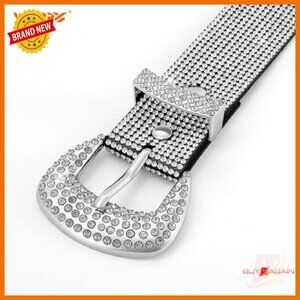 Rhinestone Studded Leather Belt Disco Western Cowgirl Shiny Waist